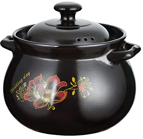 Casserole En Céramique Avec Couvercle Marmite Argile Pour La Cuisson Marmite À Soupe Résistante Chaleur Motif De Fleurs Rétro Style Japonais Poignée Pot Ragoût Ustensiles Cuisine,7.3L