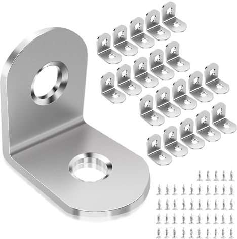 shinfly Équerre de Fixation en Métal equerre metal Inox pour la Réparation de Meubles - Lot de 20 Équerres de Fixation 20*20mm pour la Fixation et la Réparation de Meubles, Renforcer les Joints