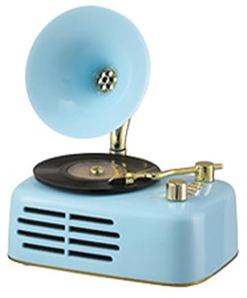 OSMARI Mini-Grammophon-Dekoration, Retro-Multifunktions-Bluetooth-Stereo, UKW-Radio, Bluetooth-Wiedergabe, Zweikanal-Stereo, USB-Wiedergabe,Blue