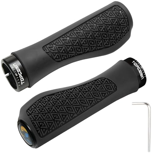 TOPCABIN Cyklar styre grepp, aluminium lås på ergonomiska cykelgrepp, kudde vibrationer komfort cykelstyre grepp, berg MTB BMX cyklar grepp för scooter (gummi (svart)