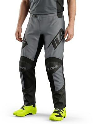 TLA T-One Pantalones de Motocross – Enduro | Ropa Moto | Ropa Motocross – Enduro – Quad | Mono Motocross Hombre Mujer Niño, Gris/Negro, M