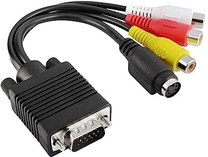 PartyKindom Vga Zu S-video Adapterkabel Fürpc Und Fernseher 15-polig D-sub Stecker 4-polig S-video Kleiner Din 3 Rca Buchsen Hochauflösendes Video Kabel in Schwarz