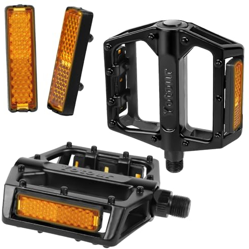 Adiwo Fahrradpedale, 9/16 Zoll rutschfeste Aluminium Ersatzpedale Bicycle Pedals Fahrrad Pedale Set für Rennrad Mountainbike BMX MTB E-Bike Schwarz