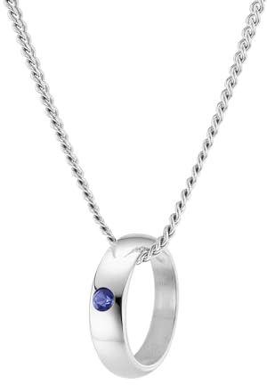 trendor Halskette mit Saphir-Taufring Anhänger 925 Silber zauberhaftes Schmuckstück für Damen, elegante Geschenkidee für Mütter, 15992-45 45 cm