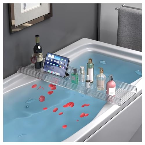 Tablett, Durchsichtiges Badewannen-Caddy-Tablett, Badewannen-Tablett, Regaltisch, Luxuriöser Badezimmer-Dusch-Organizer, Acryl Für Badezimmer Zu Hause, Transparentes Schwarz (Transparent Ripple)