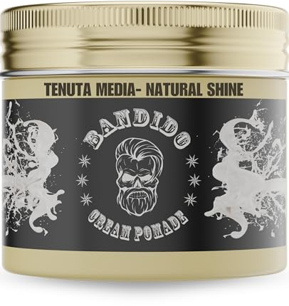 Bandido Cream Pomade 125 ml – Cire Cheveux Homme Water-Based – Pommade Cheveux Tenue Moyenne & Remodelable – Finition Naturelle Brillante – Cire Coiffante Sans Parfum, Facile à Laver