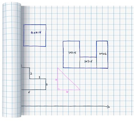 Jetec 1 Rolle Raster Graph Paper 2,5 cm Raster 16,5 Zoll x 60 m Musterpapier | Große Zeichenpapierrolle für Schulanfang, Klassenzimmer, Nähzubehör, Kinder, Studenten, Geschenke