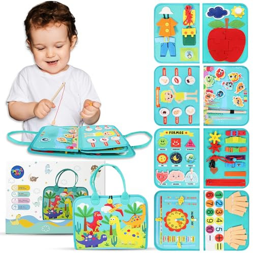 ImaginJoy Busy Board ab 1 Jahr – Montessori Spielzeug zur Förderung der Motorik – Spielzeug ab 2 Jahre mit sensorischen Aktivitäten – Quiet Book für Reisen und frühes Lernen