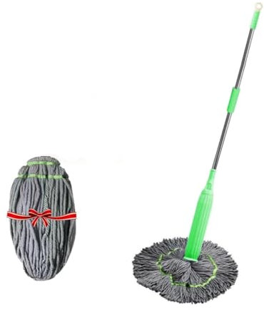 2-in-1 Dehydrierter Wischmopp, selbstauswringender Drehmopp, schnell trocknender Mikrofaser-Bodenwischer, 360 Grad drehbar, runder Wand-Bodenreiniger, nass und trocken für Zuhause (Mop + Ersatzkopf)
