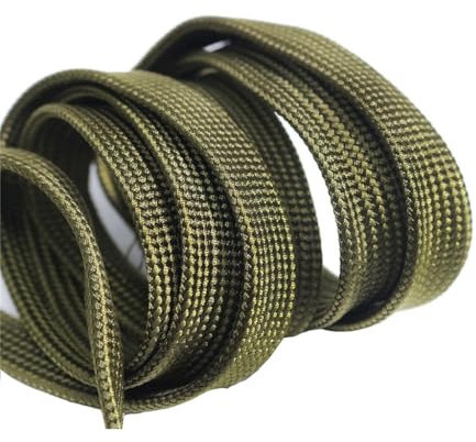 LEFTART Gaine De Câble Tressée en Coton Vert De 10 Mètres, for Les Pièces De Manchons De Tube De Câble De Manchon Tressé Spécial D'amortisseur De Fil Audio(25mm Flat Size)