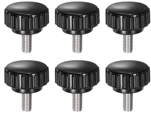 QUARKZMAN 6 Stück Rändelschraube mit Gewinde M5 x 12mm x 22mm Rundkopfschraube Edelstahl 304 Rundgriffbolzen Klemmknöpfe 22mm Handknöpfe Daumenschrauben Spannschraube für Industrie Maschine