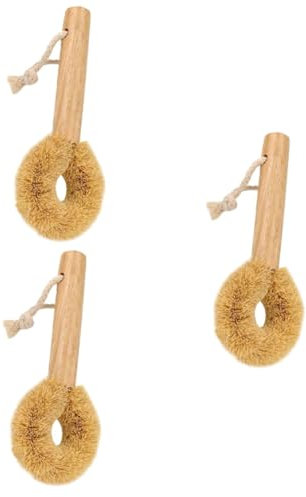 Amosfun 3 STK Pfannenbürste aus Kokos Schwammflaschenbürste natürlicher Reiniger Kitchen Sponge reinigungsbürste küche küchenschüsselbürste Reinigungsbürste für die Küche hölzern Golden