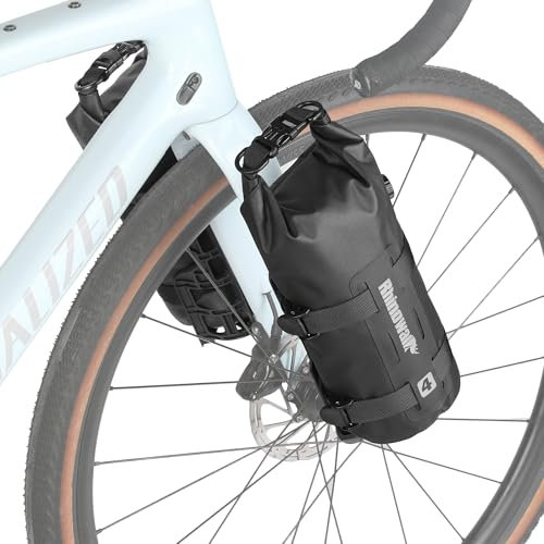 Rhinowalk Fahrrad Gepäckträgertasche Wasserdicht 4/7L Vorne Fahrradtasche für Gepäckträger Fahrrad Gabeltasche Rolltop Front Fork Bag Bikepacking