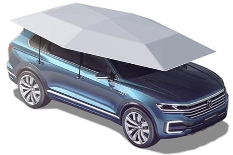 KELUNIS Tienda De Campaña para Coche Totalmente Automática. Cochera Móvil Toldo para Coche A Prueba De Sol con Control Remoto con Cargador Extraíble,Gris,5.2m