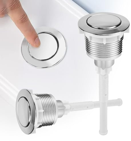 Toilet Flush Buttons Replacement, KYYGKY 2 PCS 38mm Toilet Push Button Single Press Toilets Cistern Push Buttons Round Head Flush Replacement Kit for Bathroom Toilets Water Tank Repair
