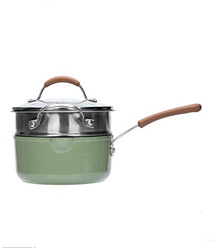 HAODUOO Cocinar Maifan Piedra Lechera Freír y Cocer una Lechera pequeña Olla for cocinar Fideos instantáneos Olla for Sopa Wok Sartén Sartén con Tapa Vaporera de - Lecheras de 16 cm Wok (Tamaño(18cm)