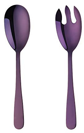 Ensemble de couverts à salade en acier inoxydable de 30,5 cm(violet) | avec cuillère à salade et fourchette,ustensiles de cuisine pour cuisine,simples et classiques,passent au lave-vaisselle