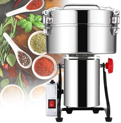 Molinillo De Especias 3000g, Molinillo De Hierbas Eléctrico De Acero Inoxidable con Motor Comercial, Molienda De Giro De 270°, Protección contra Sobrecarga, Molinillo De Grano De 4500w para Nueces