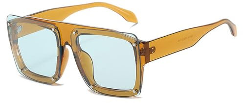 PPFVVTV Lunettes de soleil tendance pour femmes, dégradées, UV400, vintage, rivets, punk, vert clair, taille unique