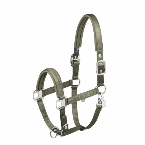 Eskadron Halfter Pferdehalfter Classic Sports Jewel Double Pin, Farbe:Dusty Olive, Größe:P2