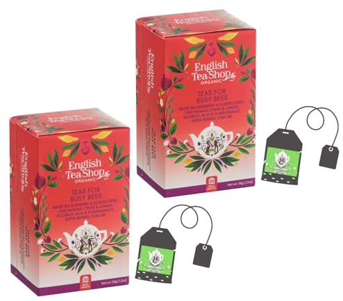 English Tea Shop | Tè Bianco Mirtillo e Sambuco, Rooibos Acai e Melagrana, Tisana Citronella Zenzero, Infuso Frutti Rossi, Tisana Purificante - Totale 2 x 20 Filtri