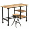 Xichuzi Escritorio, Mesa Escritorio, Escritorio Orden, Escritorio Gaming, Office Desk, Mesa Escritorio Ordenador, y Taburete Plegable Madera Maciza Mango 115x50x76
