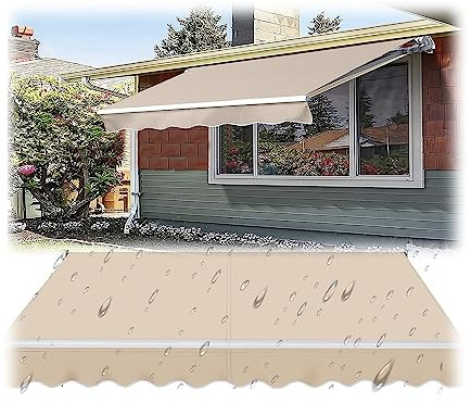 Genérico Toldo retráctil Impermeable con protección Solar de 3 x 2,5 m para Jardines, terrazas, Tiendas y garajes. Solución de Repuesto Beige.