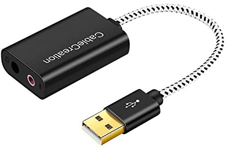 Carte son stéréo externe USB avec casque et microphone de 3,5 mm pour PC, ordinateurs portables, ordinateurs de bureau, carte son stéréo externe USB