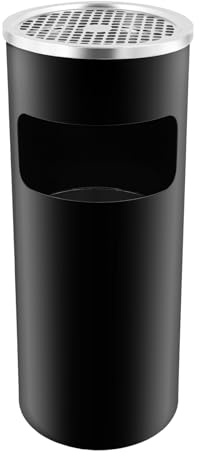 Jerool Mülleimer,aschenbecher für draussen,Standaschenbecher für draußen,Stand Innen/Außen Mülleimer,Herausnehmbar,Schwarz