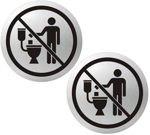 Acuxiaza 2 Pièces Panneau Ne Rien Jeter Dans Les WC, Diamètre Ø 100 mm, Aluminium Brossé Panneau D'Avertissement Toilettes, Panneaux Adhésif Ne Pas Jeter, Résistant aux UV, Imperméable
