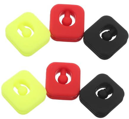 WOONEKY 6 Smorzatori in Silicone per Racchette Tennis Assorbimento Urti e con Design Pendolo per Maggiore Stabilità e Controllo Colori Rossi Neri e Giallo Fluorescente