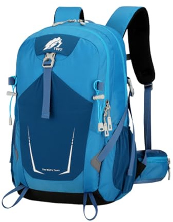 PORRASSO Wanderrucksack Wasserdichter Rucksack 40L Großer Reiserucksack mit Reflektierendem Streifen Trekkingrucksack Nylon Backpack für Damen Herren Camping Klettern Reisen Sport Blau