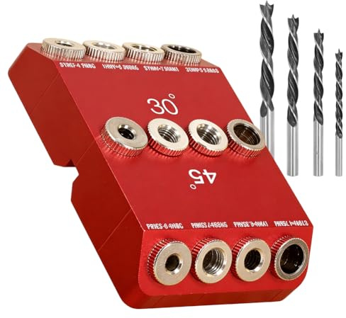 Bohrschablone für Holzdübel: 3-in-1 Bohrhilfe mit 30°/45°/90°-Einstellung für präzises Schrägloch-Bohren im Möbelbau, aus Aluminiumlegierung
