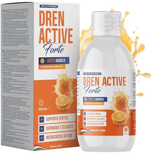Diuretico Drenante Forte Dimagrante Detox per Ritenzione Idrica Potente Anticellulite Glutei e Gambe 500 ML Gusto Arancia Made in Italy