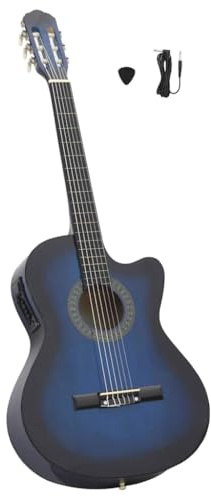 Westerngitarre 4/4 39 Zoll Akustikgitarre mit Cutaway, 4-Band Equalizer, Blau, Konzertgitarre für Einsteiger und Fortgeschrittene
