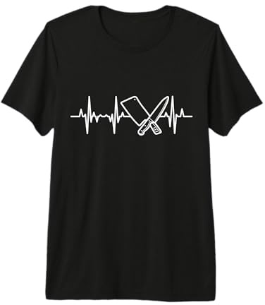 Couteau et Hachoir Heartbeat Steak Lover Carnivore Butcher T-Shirt Haut de Gamme