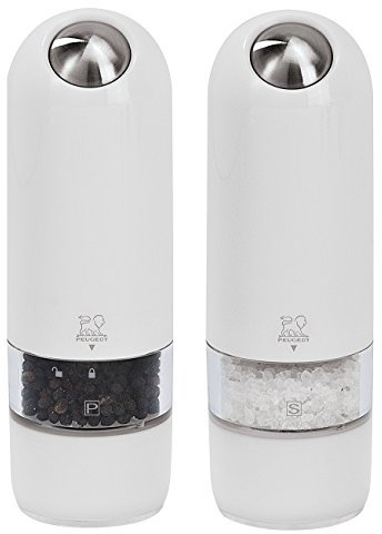 Peugeot Alaska Duo Molinillo de Sal O Pimienta Eléctrico, Policarbonato, Color Blanco, 21,3 x 7,7 x 17 cm