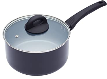 MasterClass Induction-Safe Non-Stick Ceramic Eco Saucepan with PTFE, PFOA and BPA Free Non Stick, 20 cm (8), Black