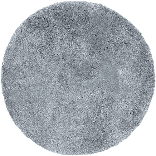 Erwin Müller Badematte, Badteppich Kefalonia rutschhemmend hellgrau Größe rund: 80 cm Ø - für Fußbodenheizung geeignet, dichter, Flauschiger Floor (weitere Farben, Größen)