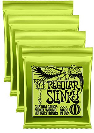 Ernie Ball Regular Slinky Electric Guitar Strings, Nickel Wound, Lot/4, P02221^4
