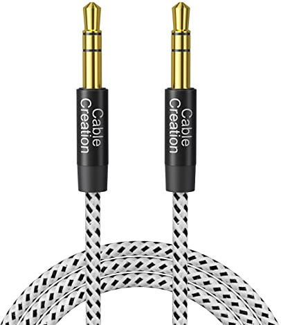 3.5mm Aux Kabel, CableCreation 3,5mm Stereo Audiokabel (Stecker auf Stecker), Klinkenkabel Kompatibel mit iPhone,Auto, Kopfhörern, Tablets, Priva III usw. 1.8M/6FT, Schwarz & Weiß