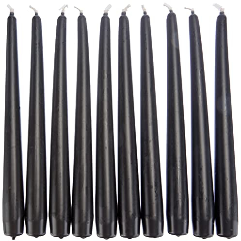 10 Candele coniche Cereria Di Giorgio diametro 2,2 cm altezza 25 cm - Candele decorative per la casa – Colore Nero – Durata 7 ore – Inodore – Cera vegana naturale – Senza olio di palma – Made in Italy