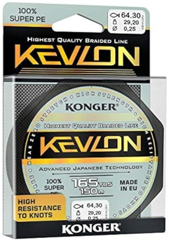 Konger Geflochtene Schnur KEVLON Black 4-Fach Braided Line Angelschnur 150m 0,06-0,20mm (0,07€/m) (0,12mm)