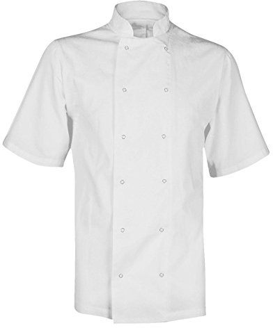 DIGITAL SPOT Chef Bandana-Jacke, karierter Druck, Hose für Damen und Herren, Arbeitskleidung, Kochkleid, Größe X-Small/4XL, Chef White Jacket, XS