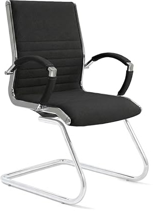 VERSEE Besucherstuhl Montreal aus Stoff, Schwarz, Sitzhöhe 45 cm | Moderner Konferenzstuhl für Büro, Besprechungs- und Wartezimmer, ergonomisch gestaltet und stabil