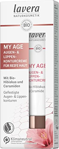 lavera MY AGE Augen- & Lippenkonturcreme - mit Bio-Hibiskus & Ceramiden - mindert Pigmentflecken - pflanzlichen Ursprungs - für reife Haut - Naturkosmetik - vegan - Bio