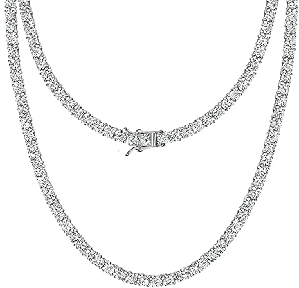 michooyel CZ Tennis Necklace for Women Tennis Chain For Women Iced Out Diamond Necklaces Prong-Setting 5A Cubic Zirconia Stones Fashion Jewelry 3mm 4mm 5mm 6mm, 18 20 22 24 Inches
