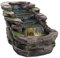 Waterfall Water Feature with LED Light | Rock Stone Cascading Water Feature for the Garden, Outdoor, Self Contained - 58 x 42 x 37cm