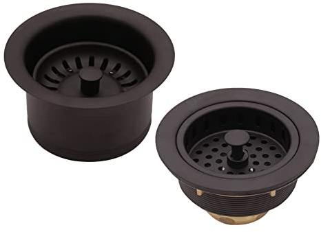 Westbrass CO2196S-12 Combo Pack 3-1/2 Post Style Large Basket Extra-Deep Collar Kitchen Sink Waste Disposal Flange with Strainer Stopper, Oil Rubbed Bronze