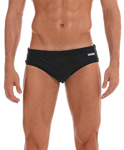 Arcweg Bañador Tipo Slip para Hombre de Cintura Baja con Almohadilla extraíble, elástico, Ideal para la Playa, Estilo bóxer, Ropa Interior, Negro -, Small